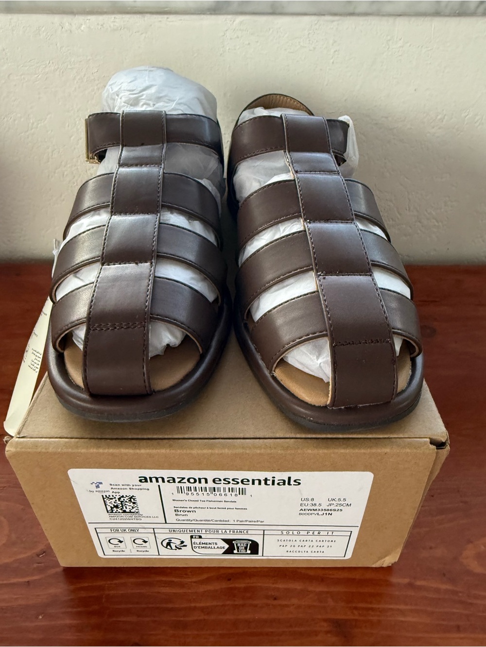Amazon Essentials Men's Brown Strapped Fisherman Sandals